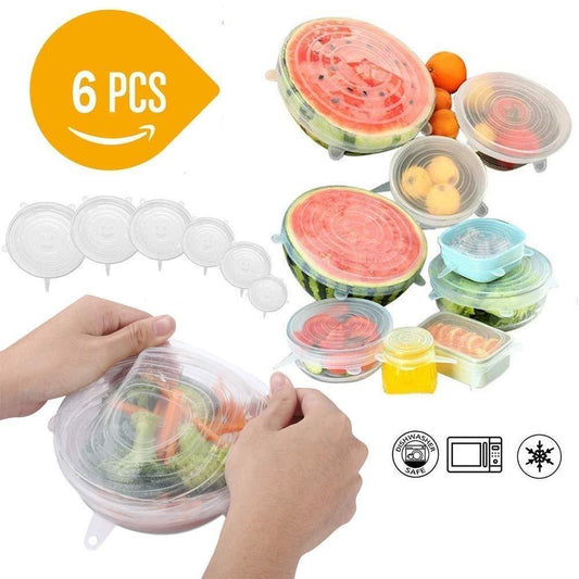 Silicon Lids - Reusable Silicone Stretch Lids For Food Cover ( Set of 6 )